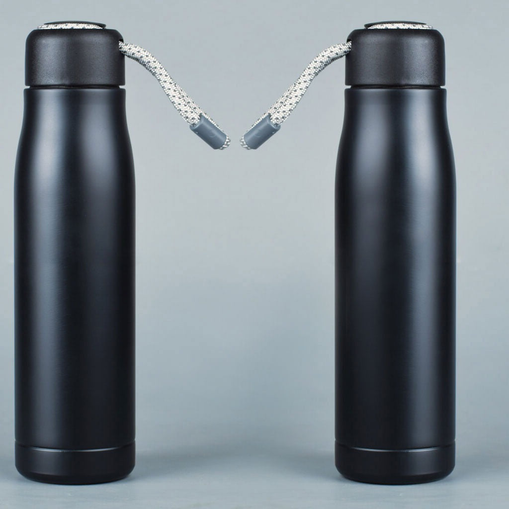 Black Insulated Bottle With Loop